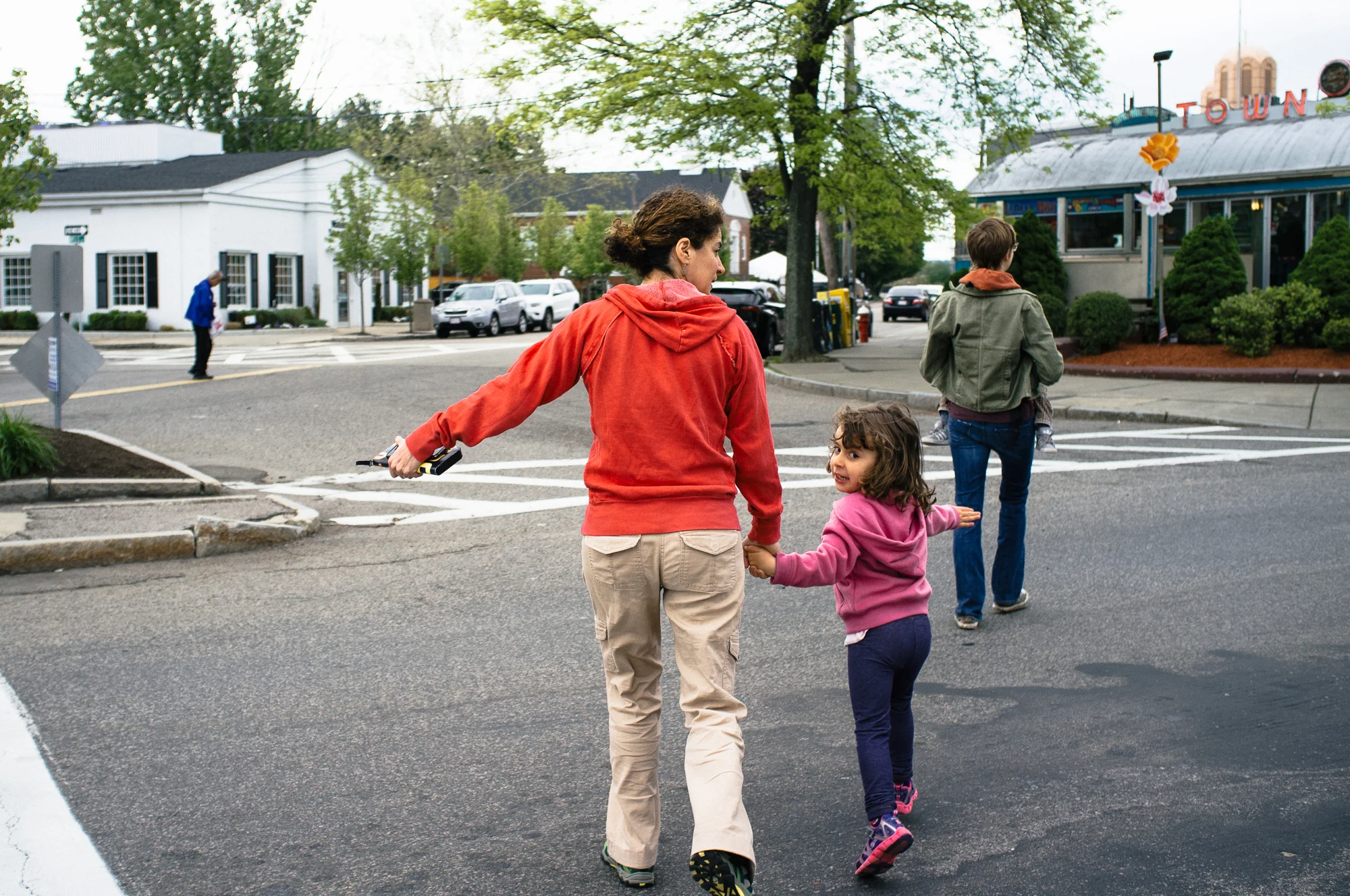 Ali and Chelsea were playing a game of "try to pass us" on the way to breakfast. 