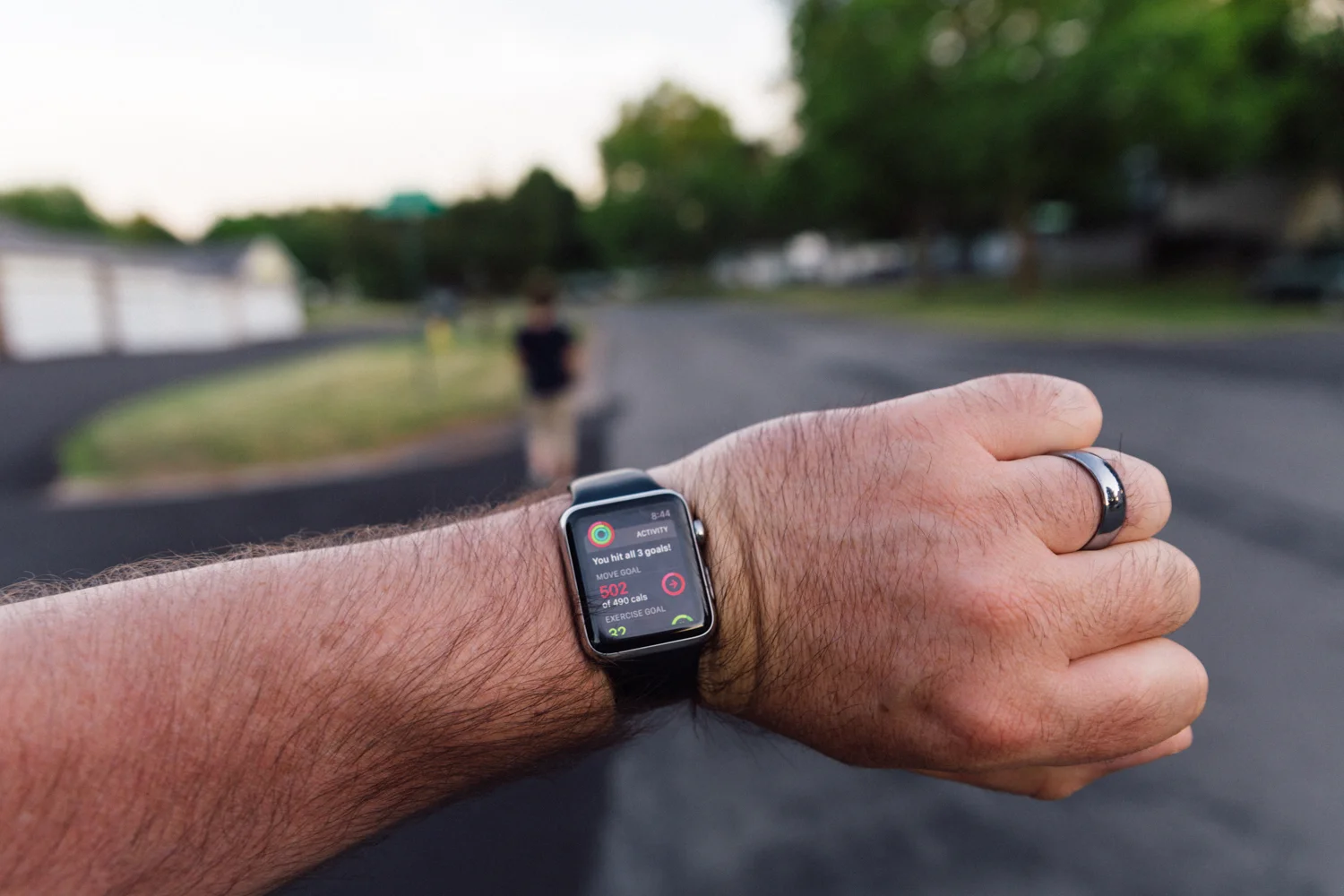 Hey! I just met all 3 move goals for the day... Notice Ali is still walking in front of me at an accelerated pace looking to burn those last few calories. Go Ali! I mean... WAIT UP!