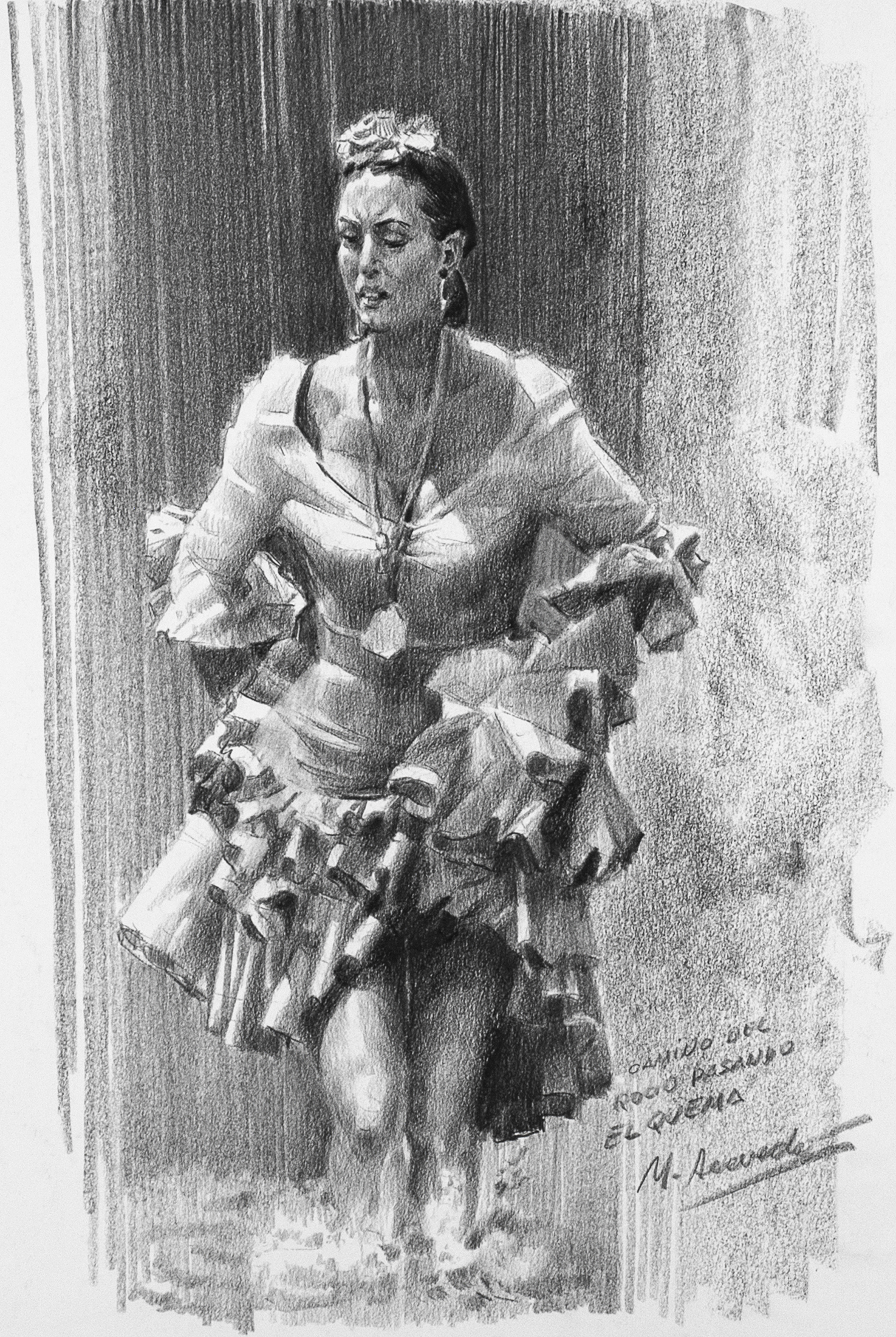 Camino del Rocio pasando el Quema | 38x58 | Carboncillo