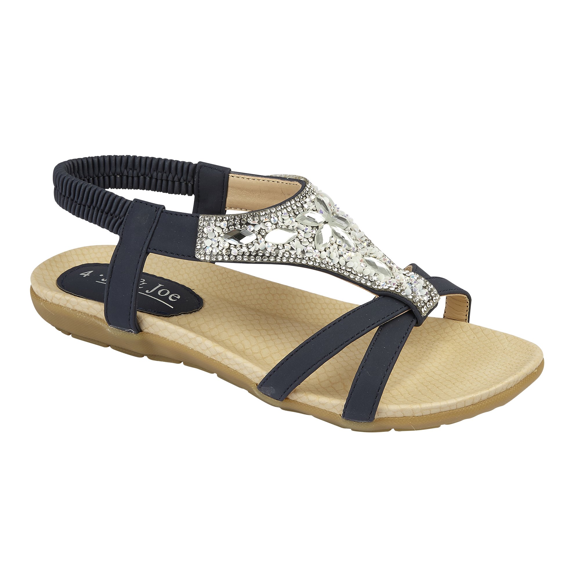 Womens Summer Sandals Jo & Joe Bali Jewel Sandals Elastic Slingback Flower Size 