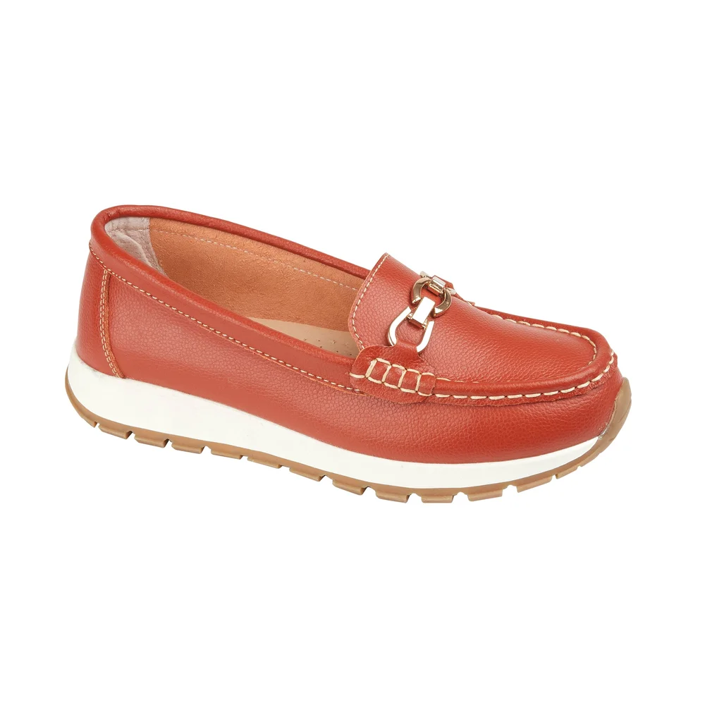 Ipanema Orange Chunky Leather Loafers
