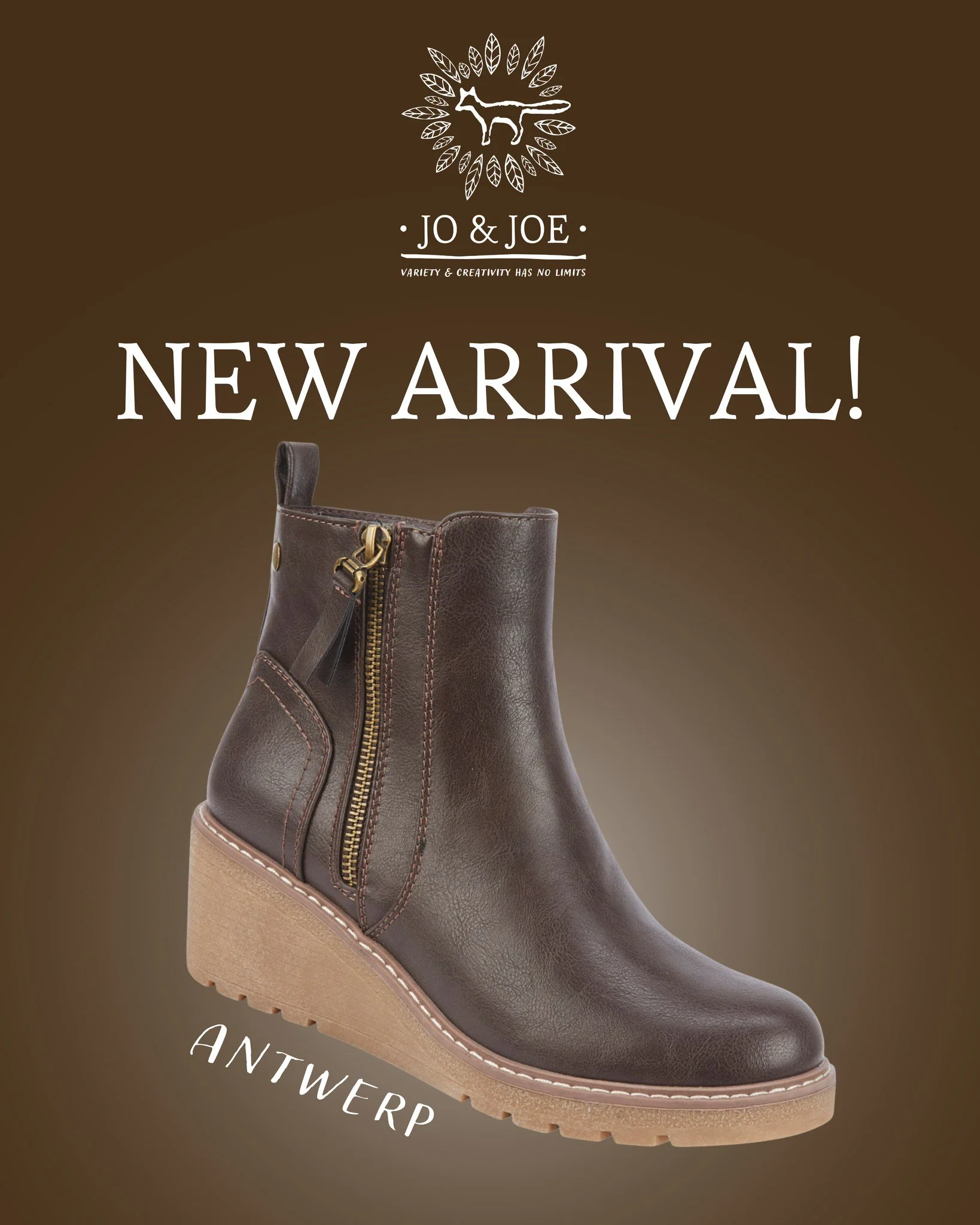 NEW ARRIVAL...

Check out our new in ANTWERP Boots🤎

Crafted with a rich faux leather upper and featuring a convenient side zipper with decorative tassel, these boots seemlessly blend comfort and sophistication!😍

Head to www.joandjoecollection.co.