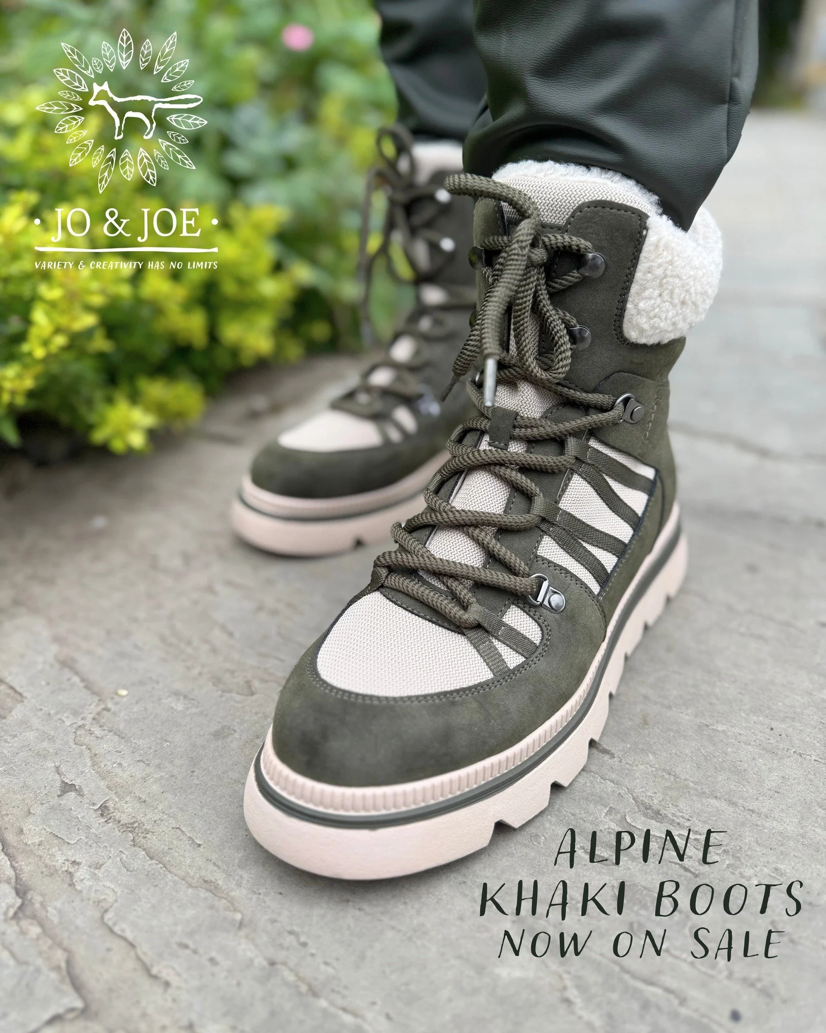 Shop the Sale...

Our ALPINE KHAKI women's boots are now on sale! These boots offer the perfect blend of style and practicality &ndash; fur-lined comfort, rugged soles, and a bold outdoor aesthetic. Don't miss out!

WAS &pound;39.99
NOW &pound;29.99
