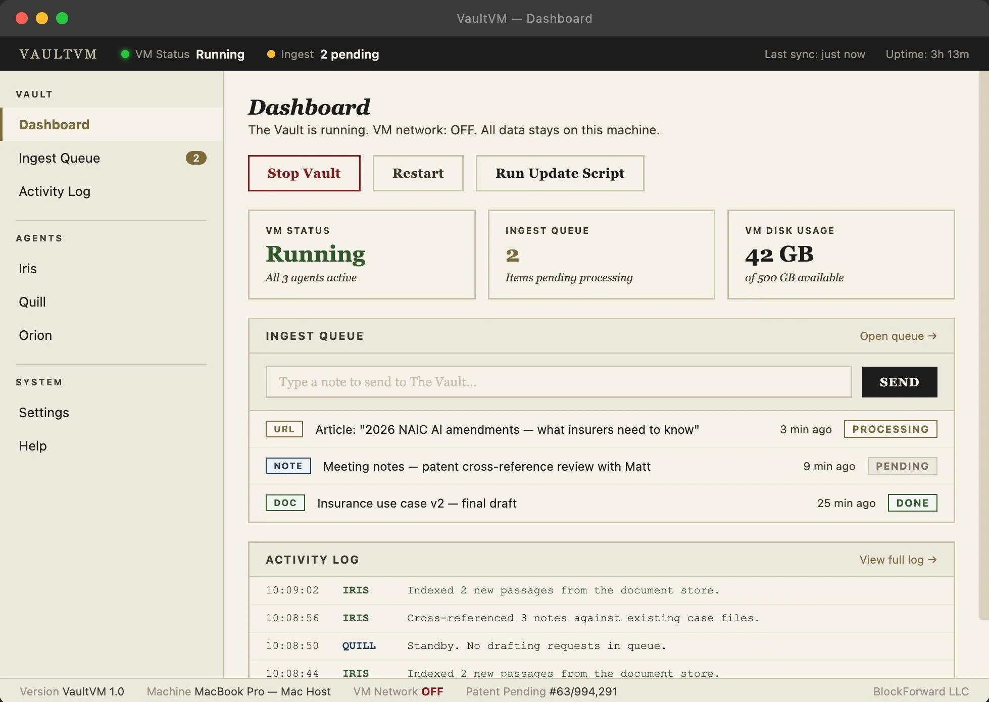 VaultVM Dashboard