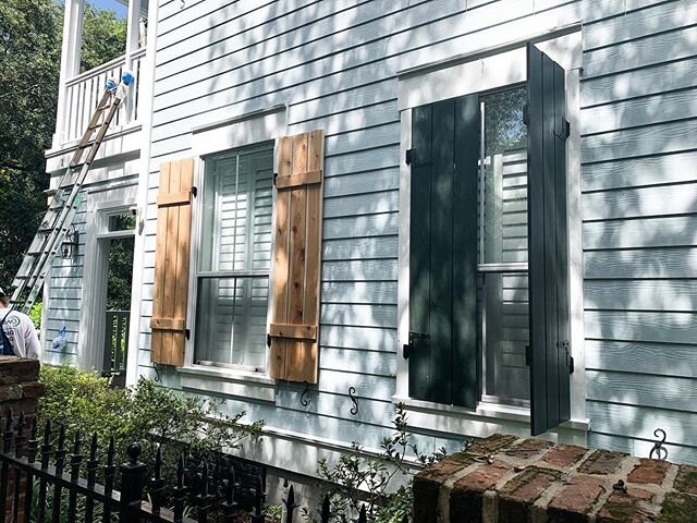 Greg is building and installing these beautiful shutters at a client of ours this week! Don&rsquo;t you just love them?!✨