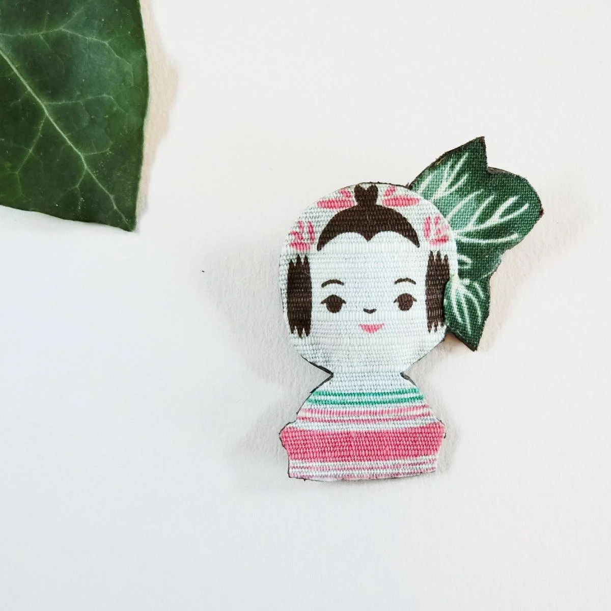 Naruko kokeshi doll brooch