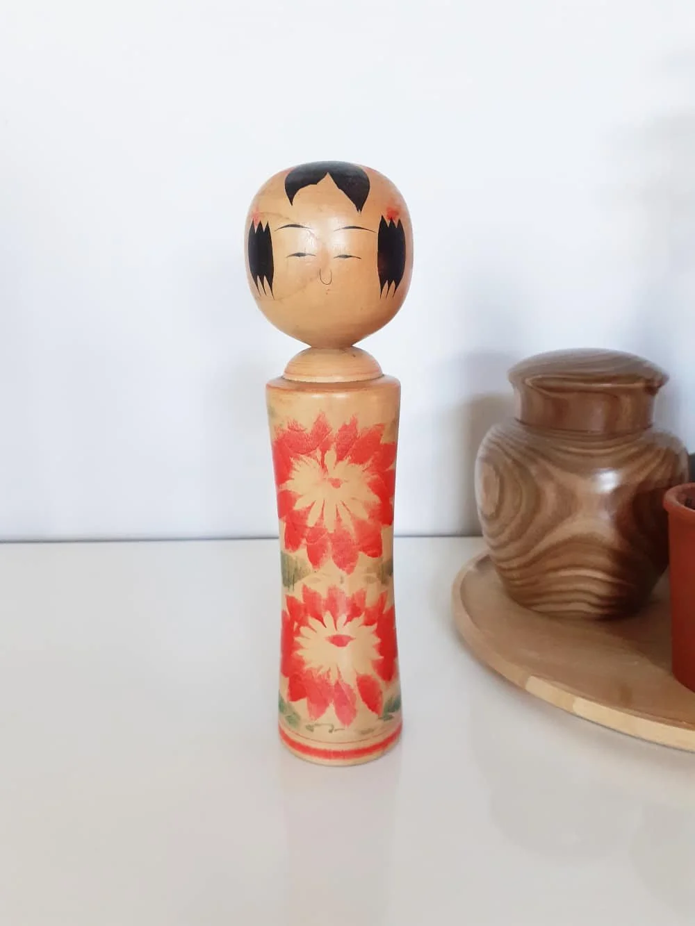 Ancienne Poupée Japonaise Kokeshi Naruko - Artisanale, Signée, Années 1960