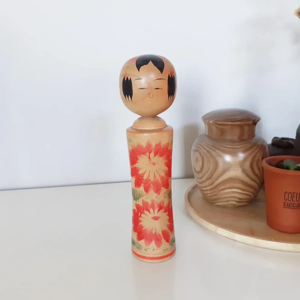 Poupée Japonaise Kokeshi Naruko Artisanale Ancienne - Signée - Années 1970