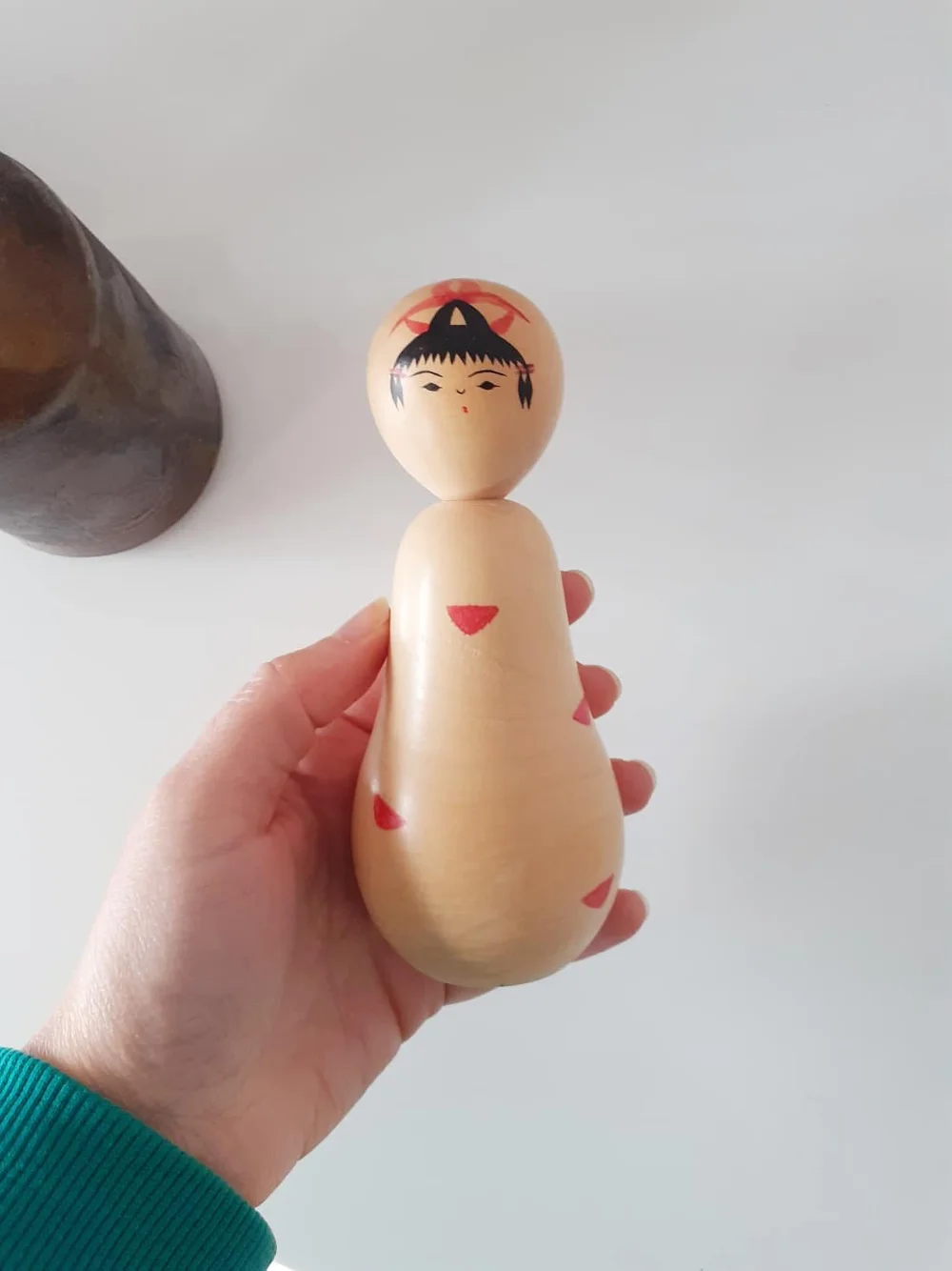 Grande Poupée Japonaise Kokeshi Naruko Artisanale - Bois - Signée - Années 1970