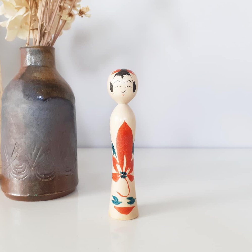Poupée Japonaise Kokeshi Naruko Artisanale Ancienne - Signée - Années 1970