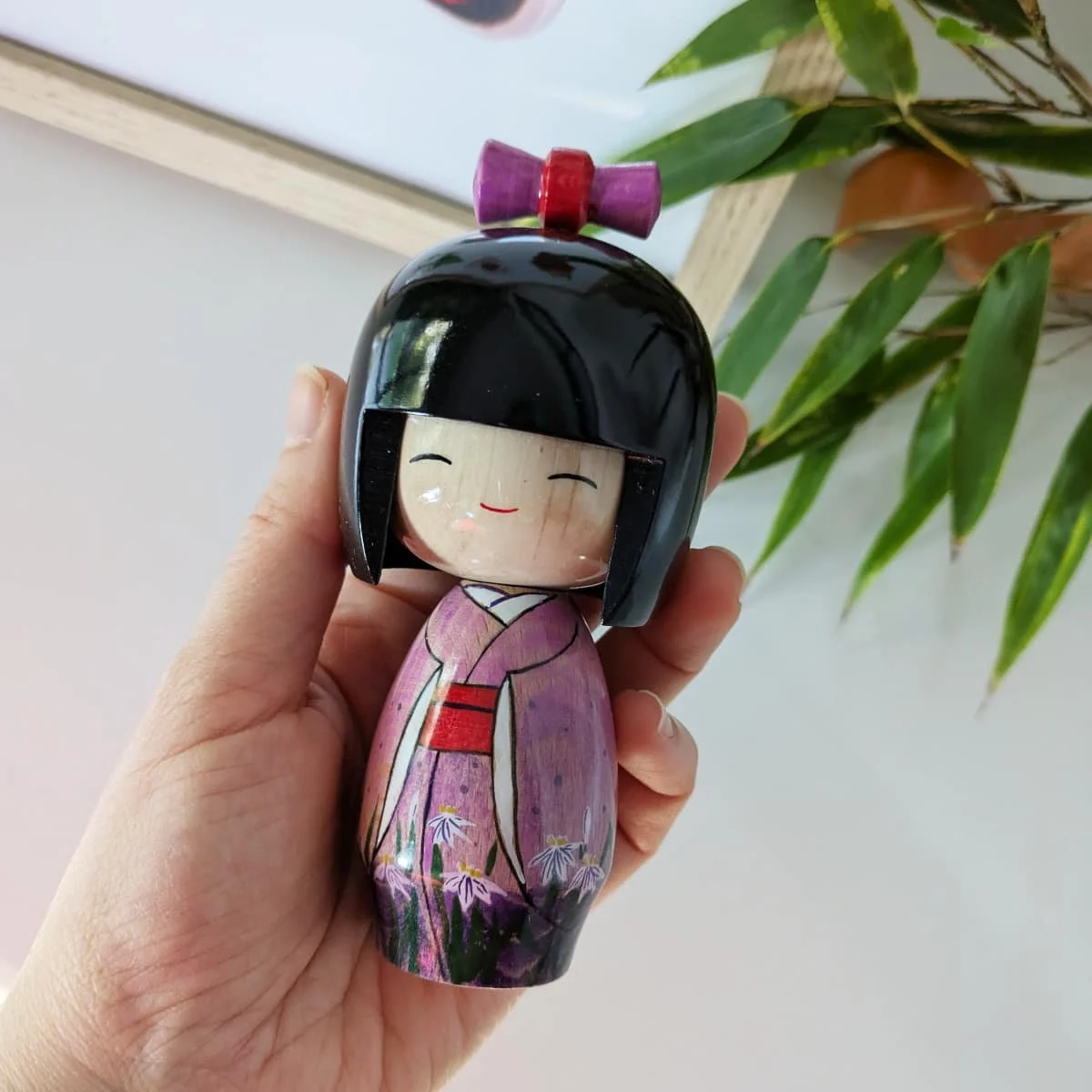 Poupée kokeshi "type Gunma" - fleurs