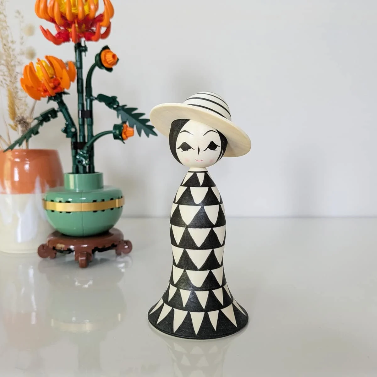 Kokeshi "damier triangle" - Wagatsuma Tsukasa
