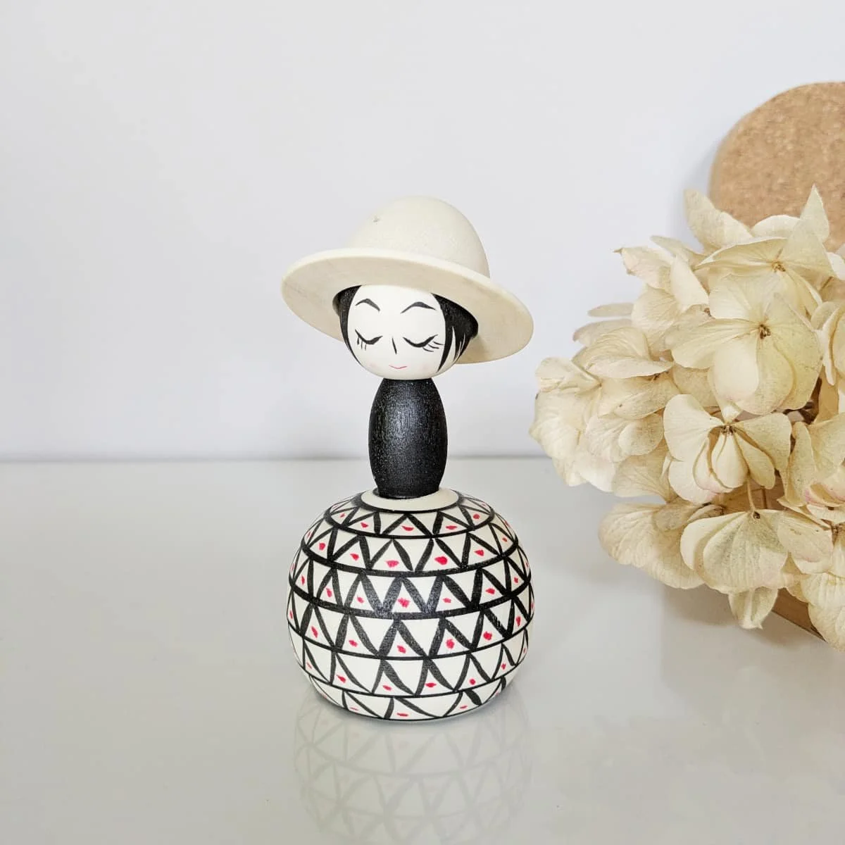 Kokeshi à motif géométrique - Wagatsuma Tsukasa