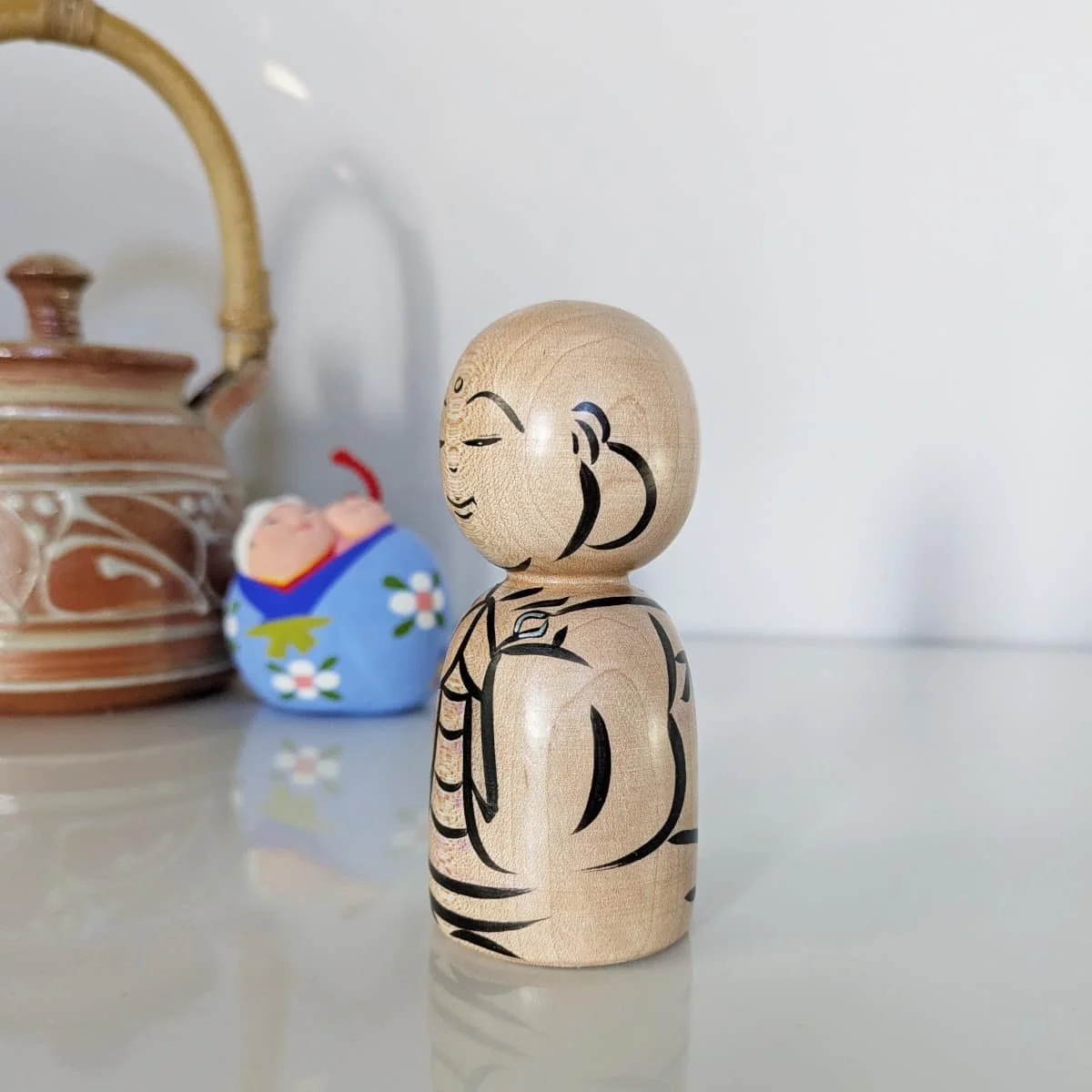 Petit jizo en érable - yeux clos