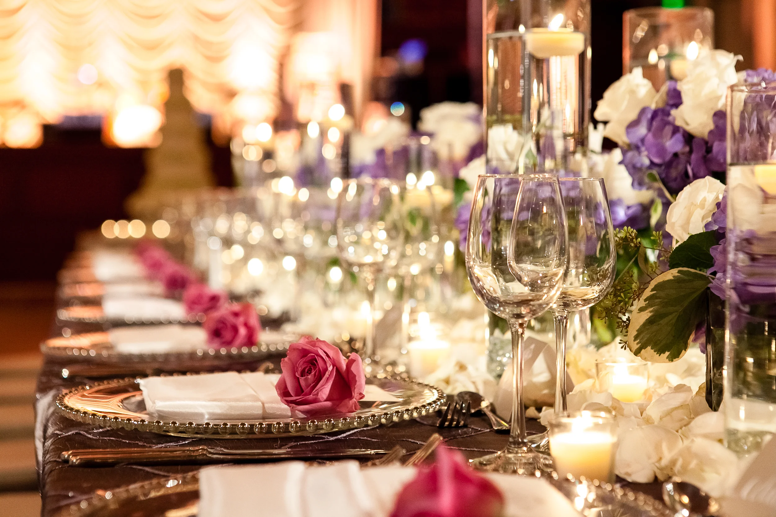 fetenashville.com | Schermerhorn Symphony Center Wedding | Luxury Weddings and Events Designed by Fete Nashville | Photographed by Kristyn Hogan and Erin Lee | best wedding planner nashville | purple and white wedding | silver wedding | nashville wedding planner | hydrangea wedding bouquet | Vera Wang wedding dress | luxury wedding planner | celebrity wedding planner | monogram invitations | white calligraphy | Scarritt Bennett | Wightman Chapel