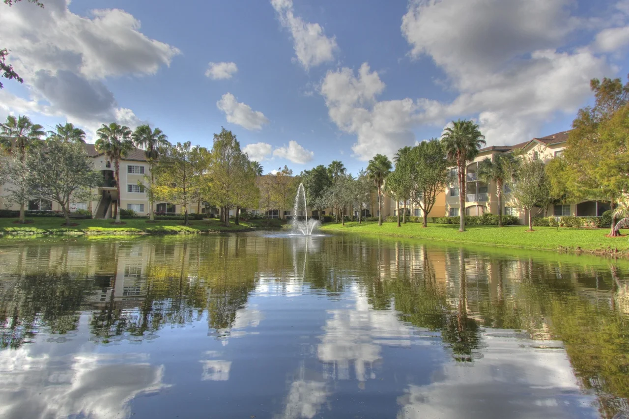 Polo Glen, the buildings looking out over one of its two lakes