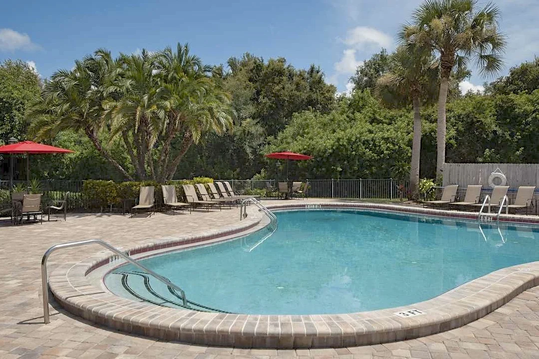 Pool deck and cabanas