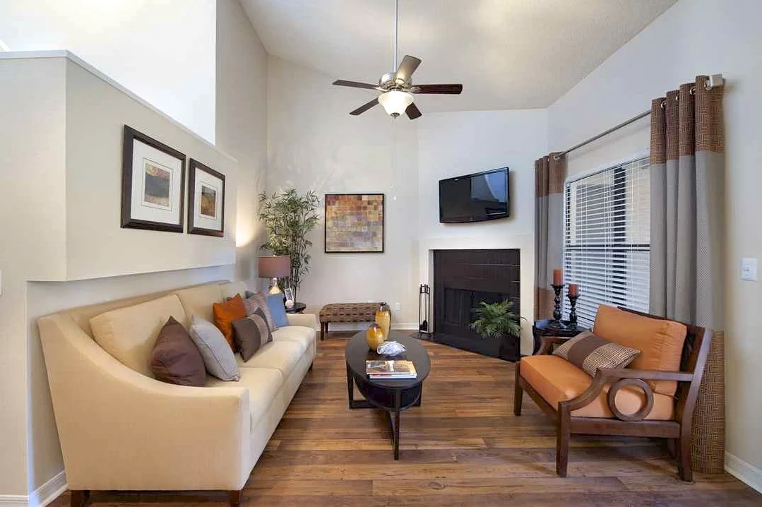Living room with fireplace