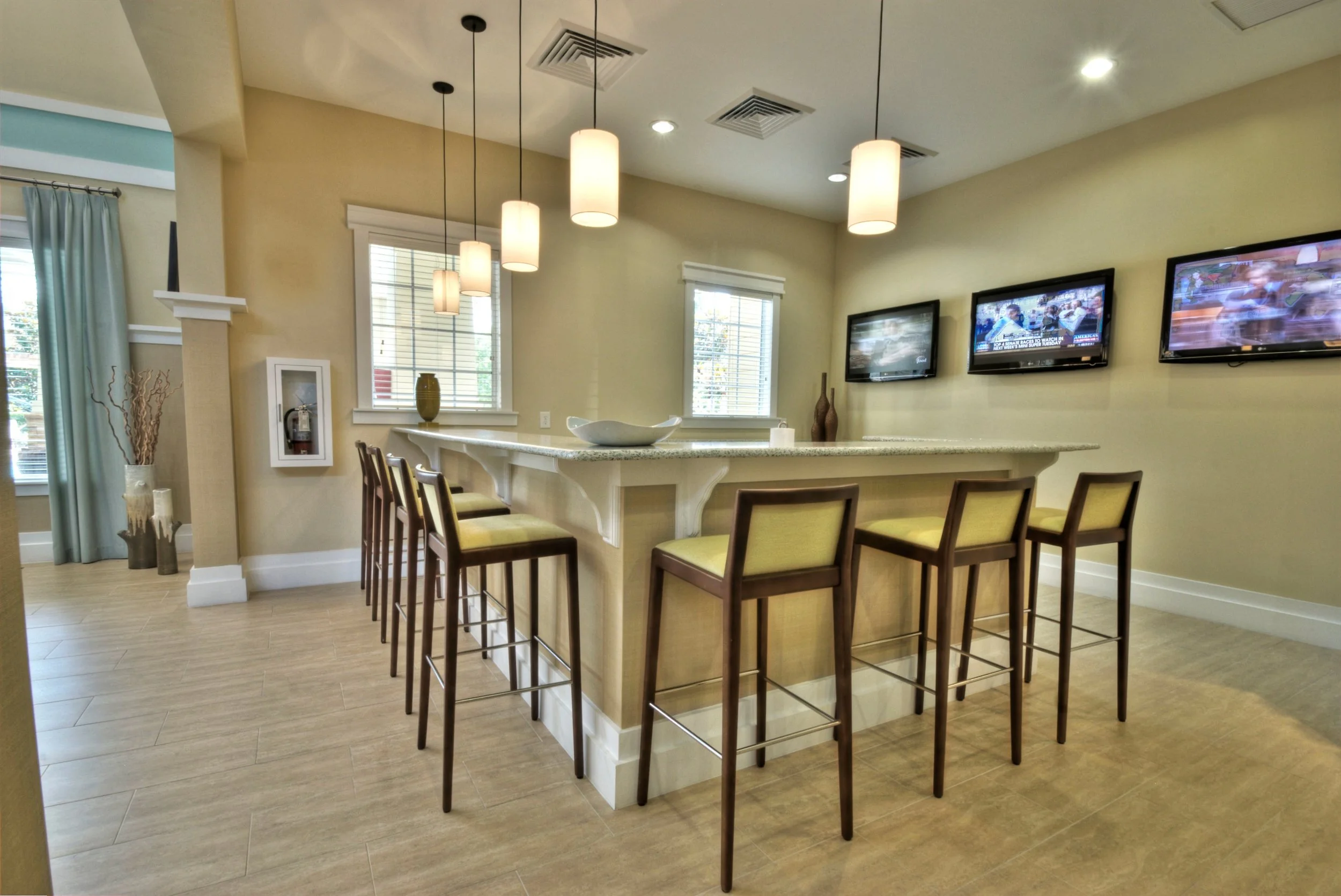 Serving bar and kitchen at the Clubhouse