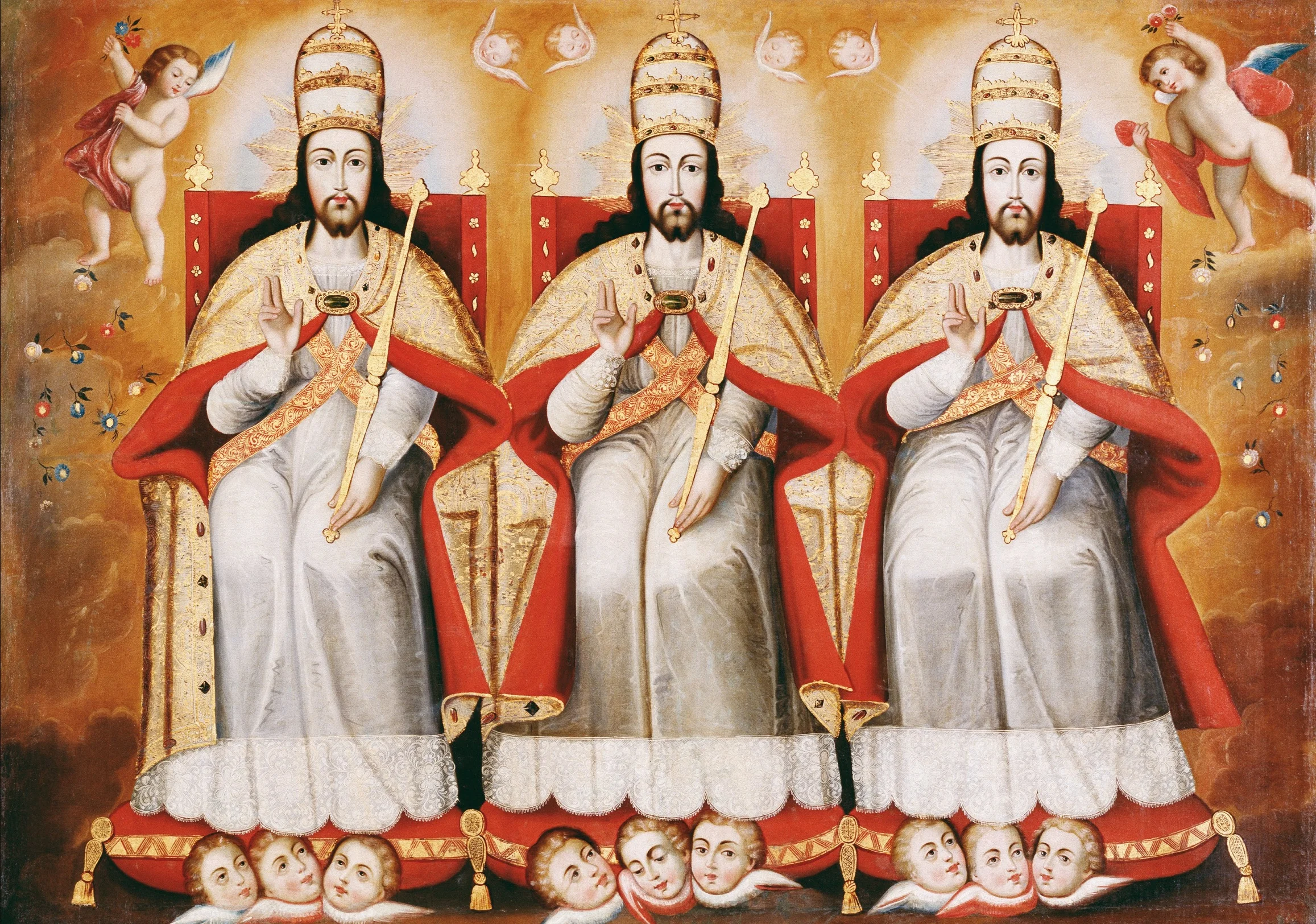 Cuzco School, “The Enthroned Trinity” (c. 1730))