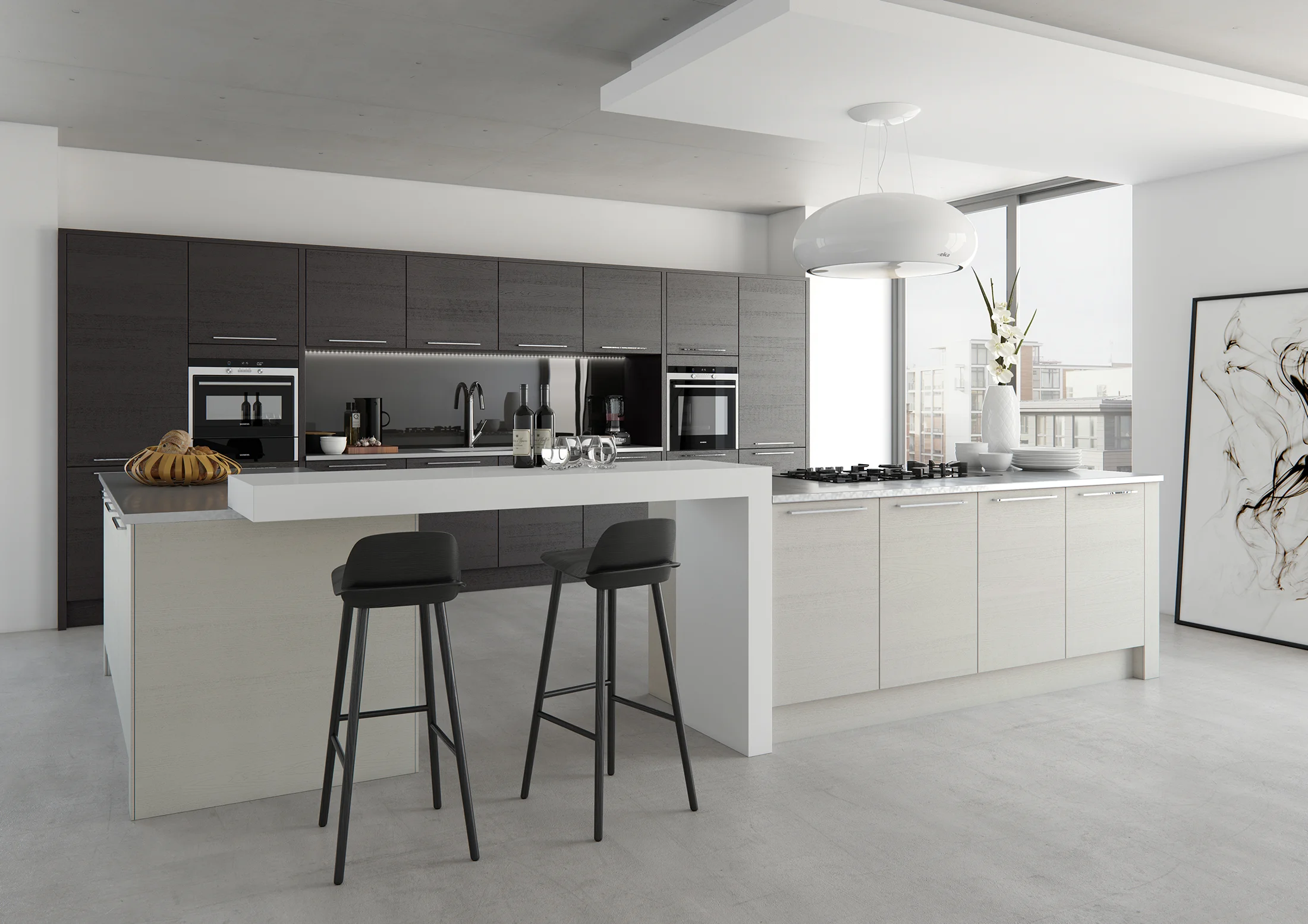 Tavola - Stained Hacienda Black With Painted Light Grey (Available In 21 Paint 6 Stain Colours)