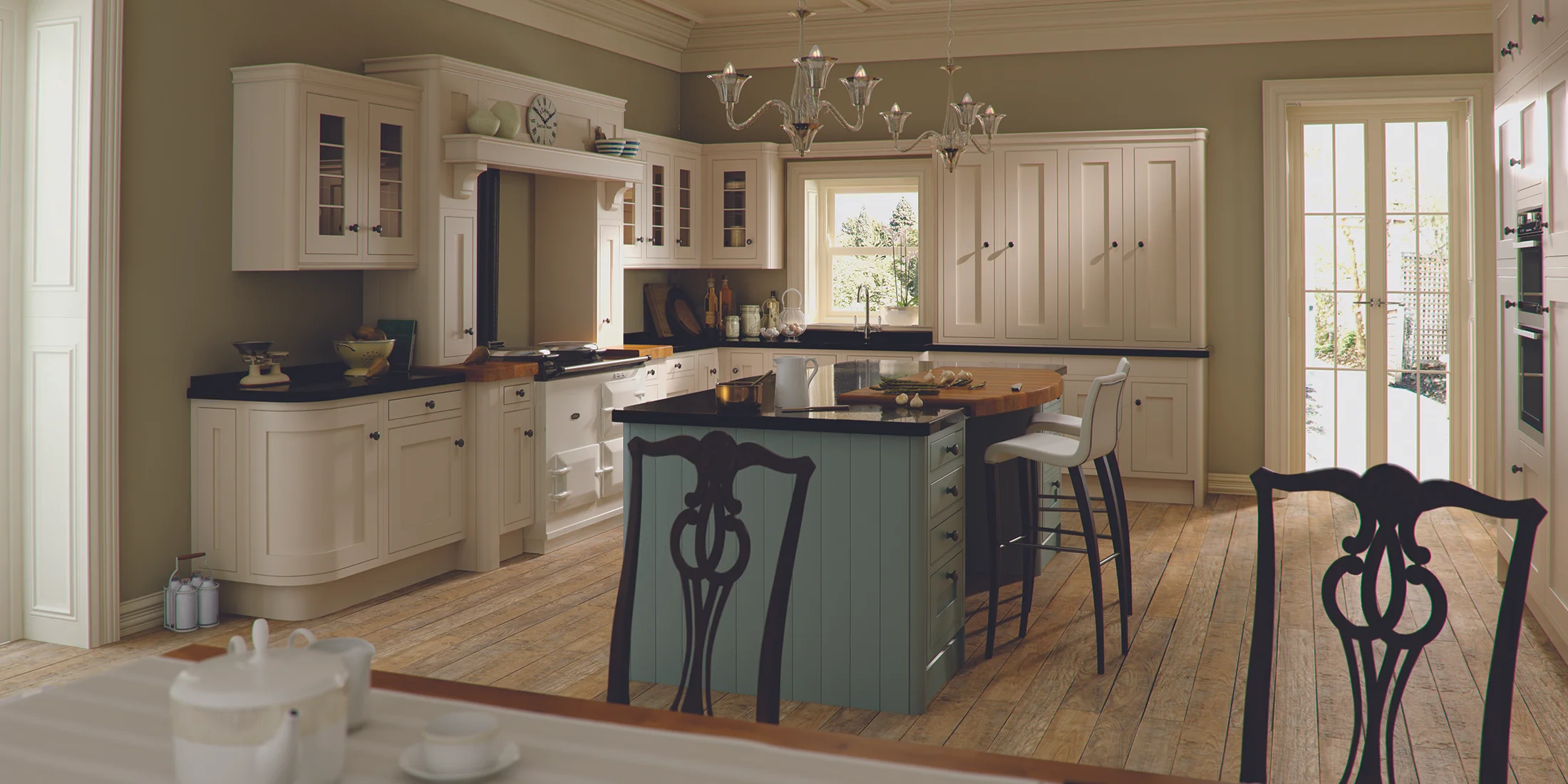 Iona Oak Inframe - Painted White Cotton With Ballroom Blue (Available In 21 Standard Colours & Bespoke Colours)