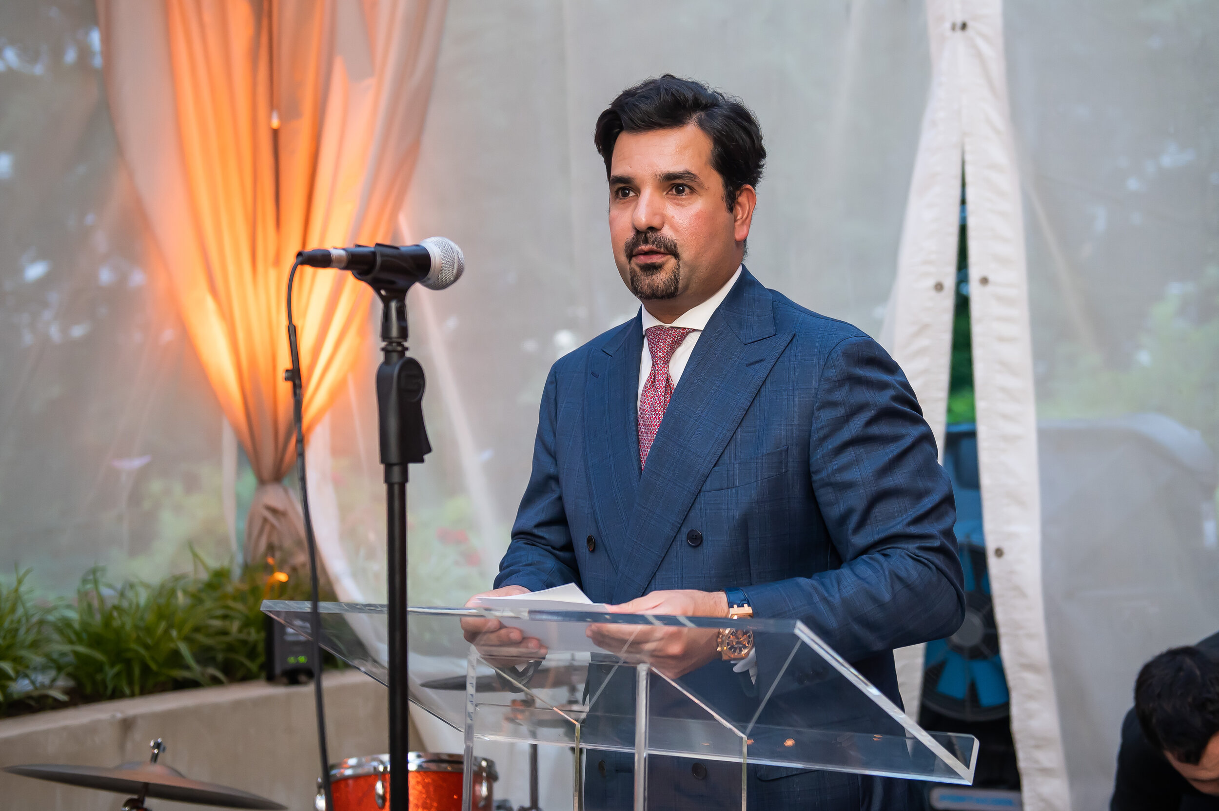 Ambassador Al-Thani delivering the evenings opening remarks