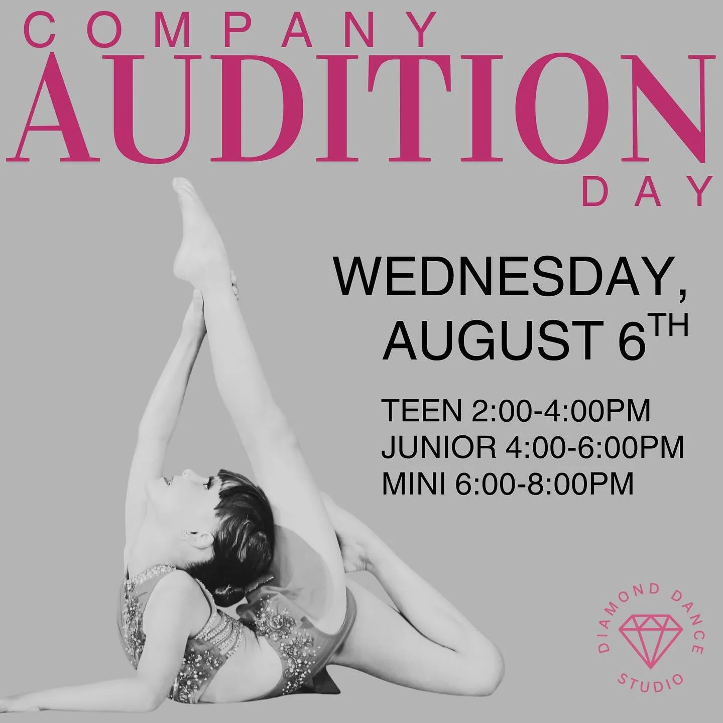 SEASON 1️⃣5️⃣ Company Audition Day is Wednesday, August 6th! Company Prep will be on August 4th &amp; 5th and our Parent Meeting is next Saturday August 2nd at 10:30am! Please make sure your dancer is added into Prep Week on Jack Rabbit. We can&rsquo