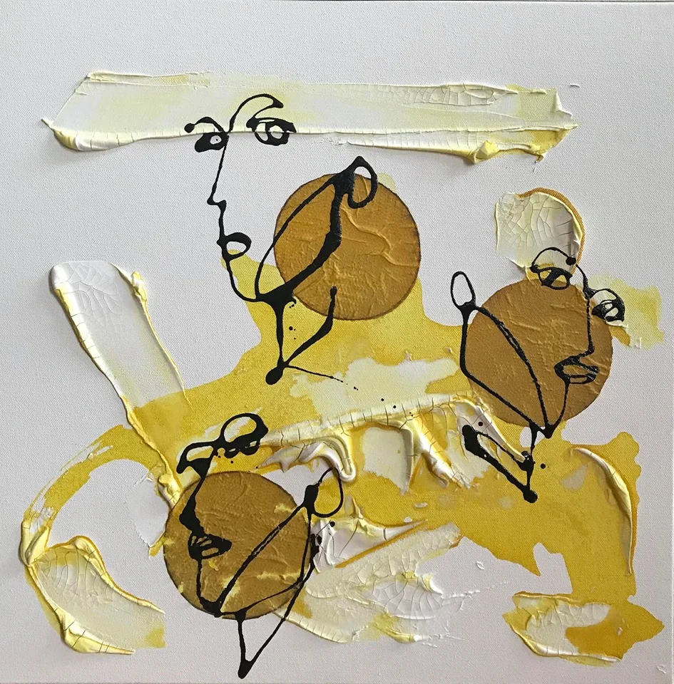 VIRGINIA June 2018 20 x 20 inches Mixed Media on canvas; ink, watercolor, coffee and nail polish. SOLD CONTRA GALLERY 2018