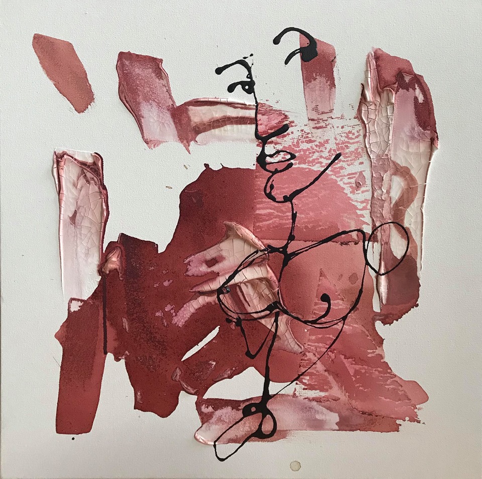 STANLEY June 2018 20 x 20 inches Mixed Media on canvas; ink, watercolor, coffee and nail polish. CONTRA GALLERY 2018