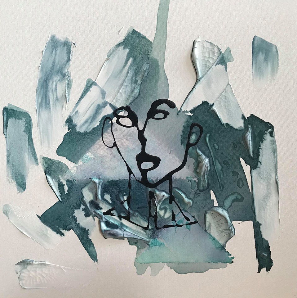 TANYA June 2018 20 x 20 inches Mixed Media on canvas; ink, watercolor, coffee and nail polish. SOLD CONTRA GALLERY 2018