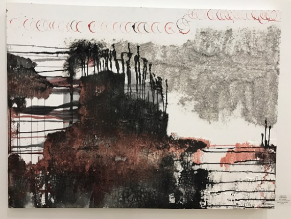 THE WANDERER (SOLD) NEW YORK, NEW YORK Mixed Media on Canvas; ink, whiskey, watercolor, acrylic medium. 30 X 40 Inches JULY 2016 Pivot Gallery 2016 Contra Gallery 2018