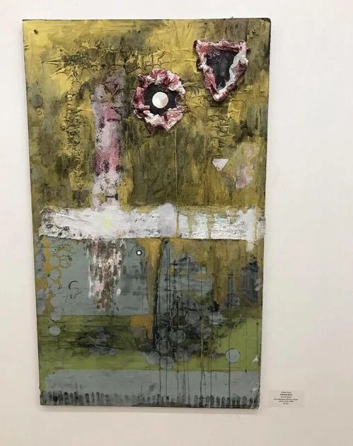 DELERIUM WALTZ Mixed Media on Canvas; acrylic medium, ink, watercolor, nail polish, coffee. 24 X 48 Inches OCTOBER 2016 Pivot Gallery 2016 Contra Gallery 2018