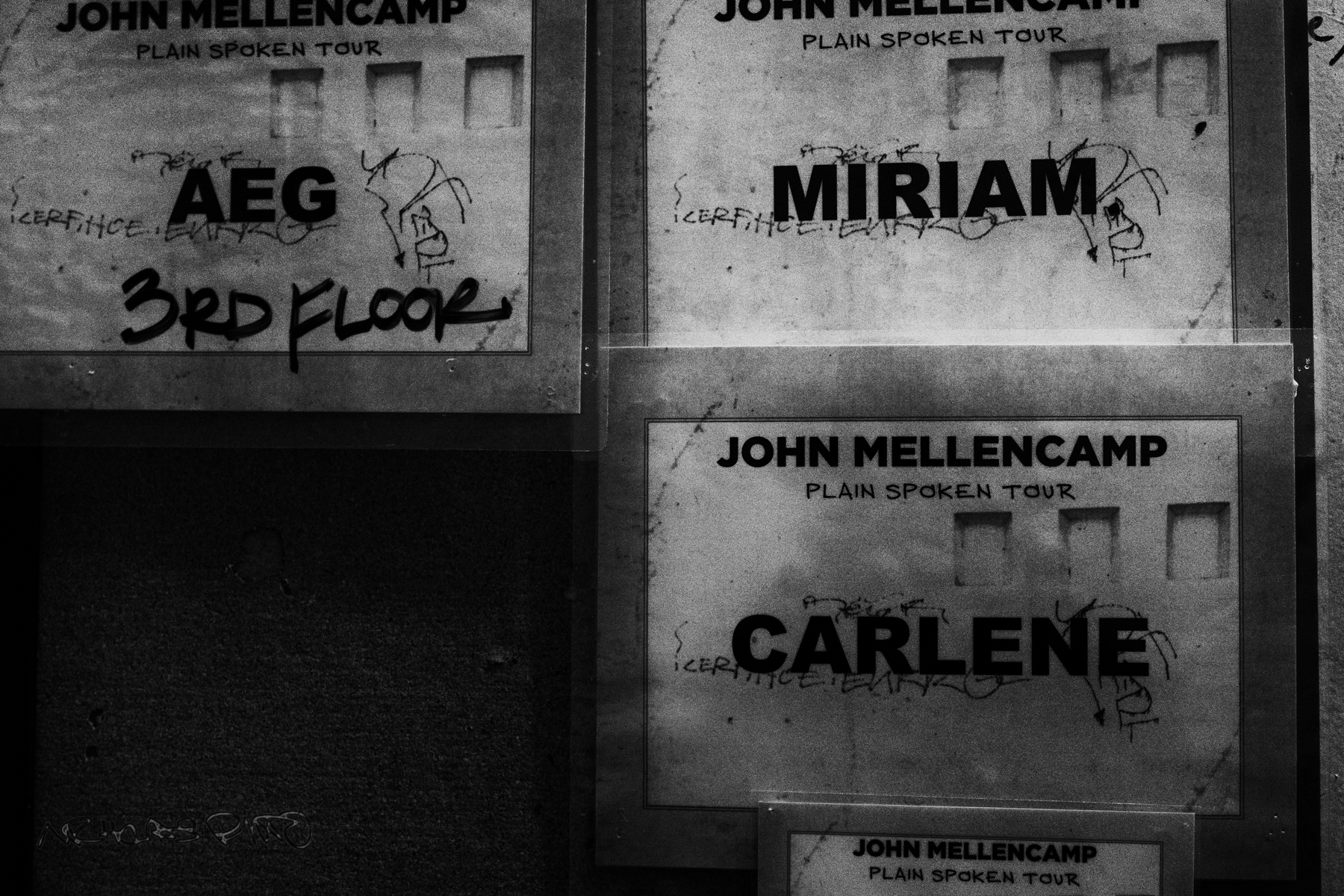 Signage backstage.