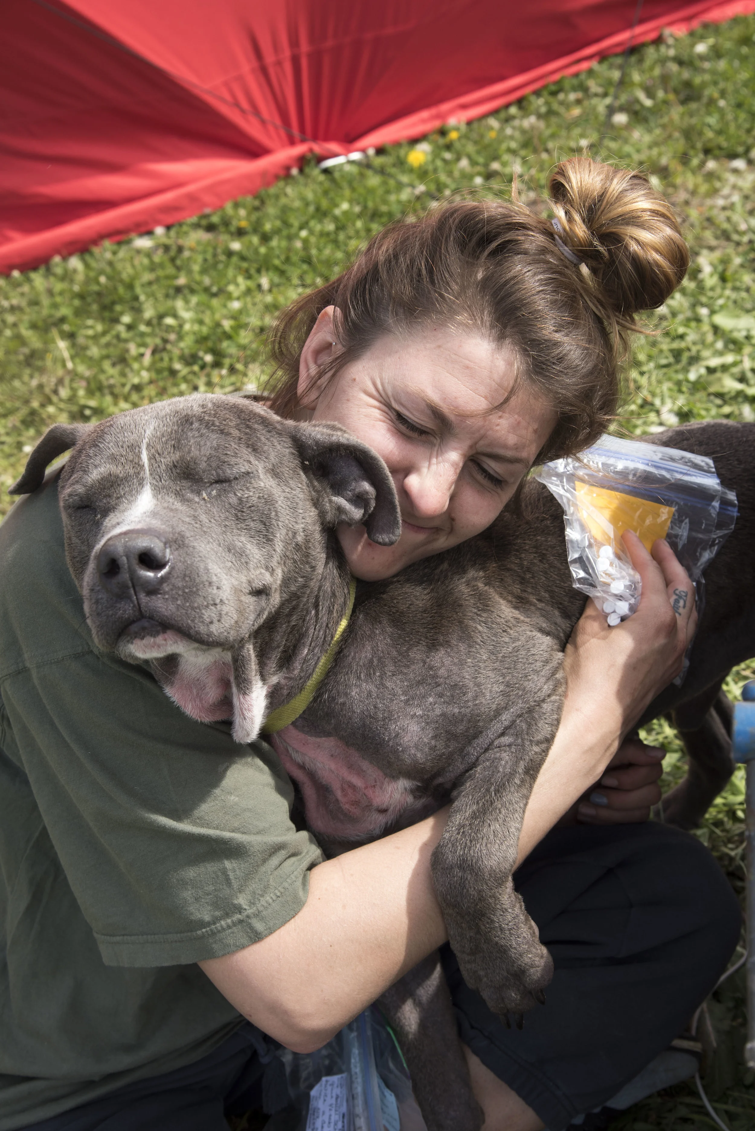 If a picture could speak... this is what makes it all worth it. chloe hugging mowgli after his freedom ride.