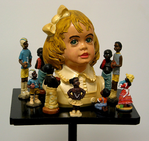   Best White Girl, 2008   cast ceramic figures,&nbsp;installation;&nbsp;14 x 11 x 11 inches 