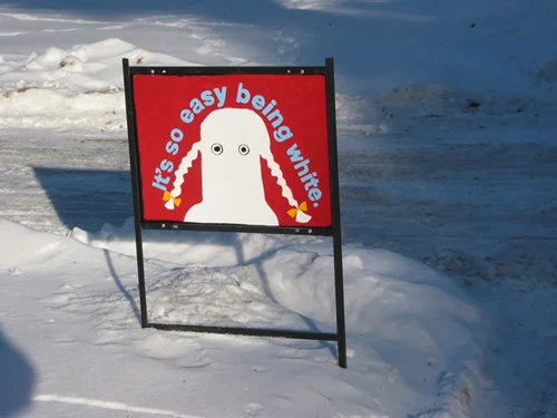 Easy: Yard Sign metal with acrylic paint, hardware; 18 x 24 inches