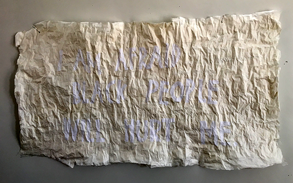   WhiteOnWhite, 2017    paper, wheat paste  40 x 21.5 inches 