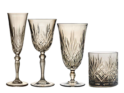 Larique Smoke Cut Glassware
