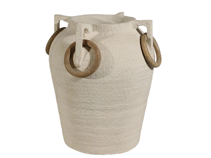 Zamora Wood Handle Ceramic Vase