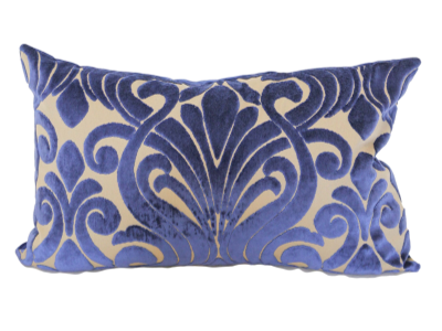 Blue Velvet Brocade Lumbar