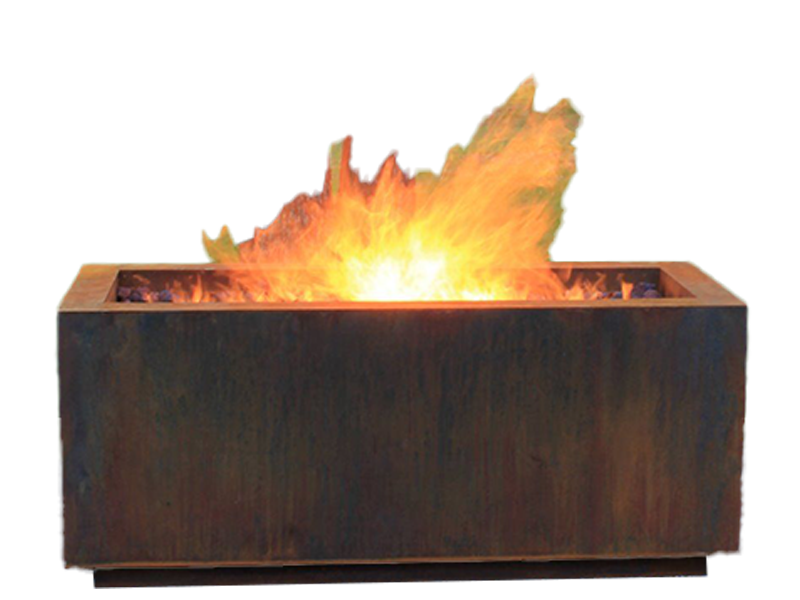 Blaze 48" Rectangle Weathered Steel Firepit
