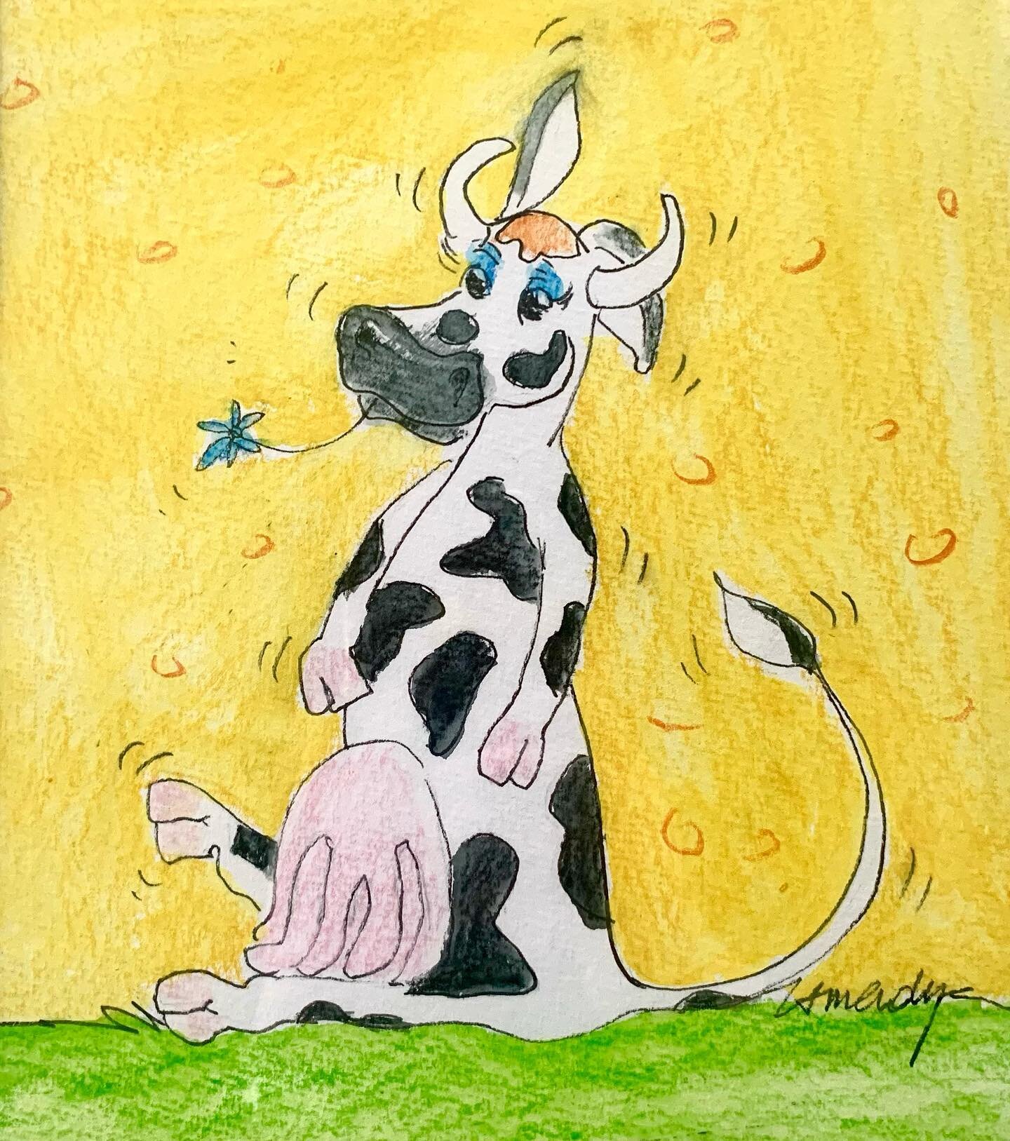 &hellip;dreamy cow! 
#dream #cow #notsure #indifferent #illustration #cartoon