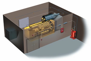 Ansul high expansion foam system discharge (aircraft hanger)
