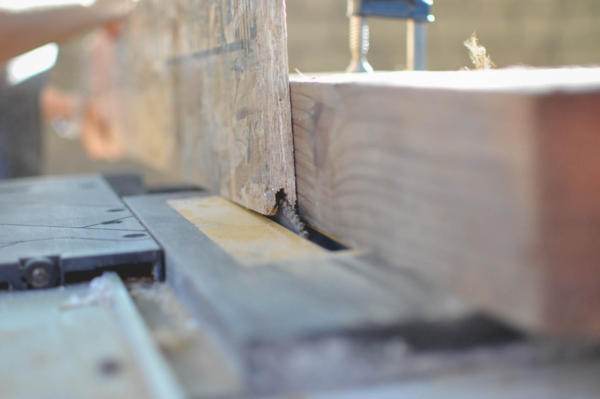 We fashioned our own tongue and grooves for a few pieces instead of buying new sheets.