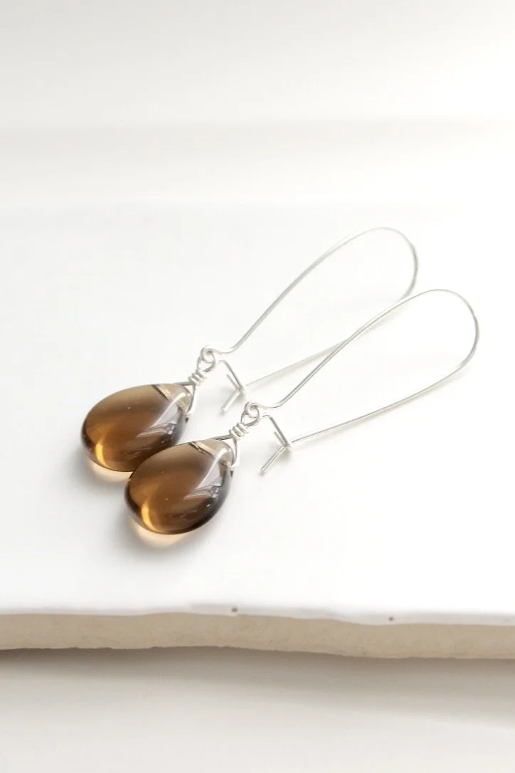 Smoky glass breckenridge kidney hook earrings sterling silver.jpeg