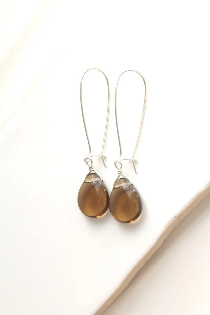 Smoky glass Breckenridge sterling silver earrings.jpeg