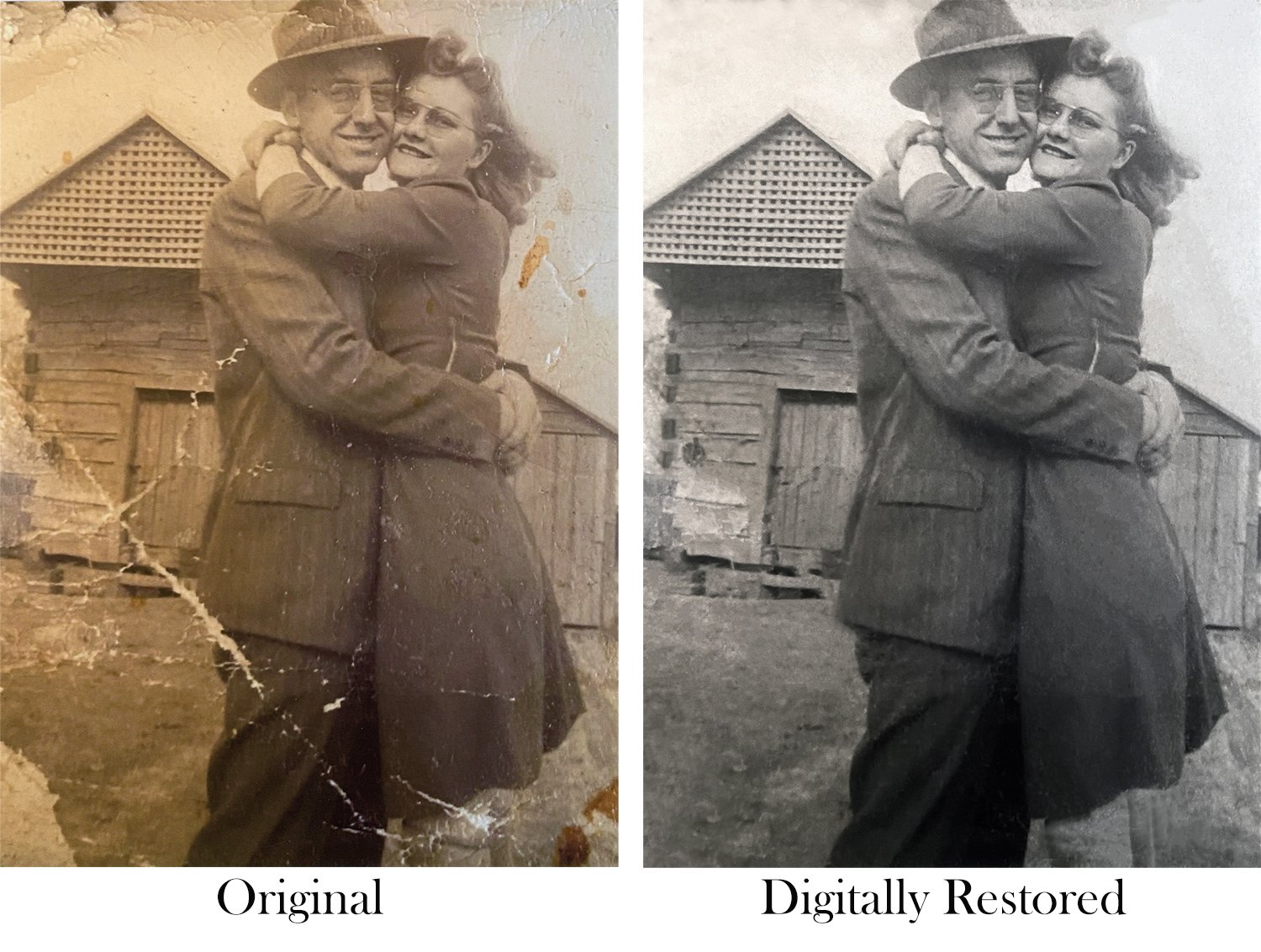  Digital restoration of a torn, stained, and faded photo 