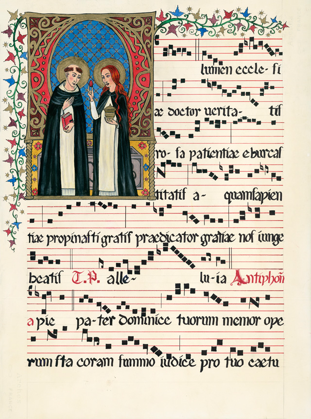 Illuminated Manuscript featuring St. Dominic and St. Mary Magdalene, hanging at the Dominican House of Studies in Washington, DC (2010)