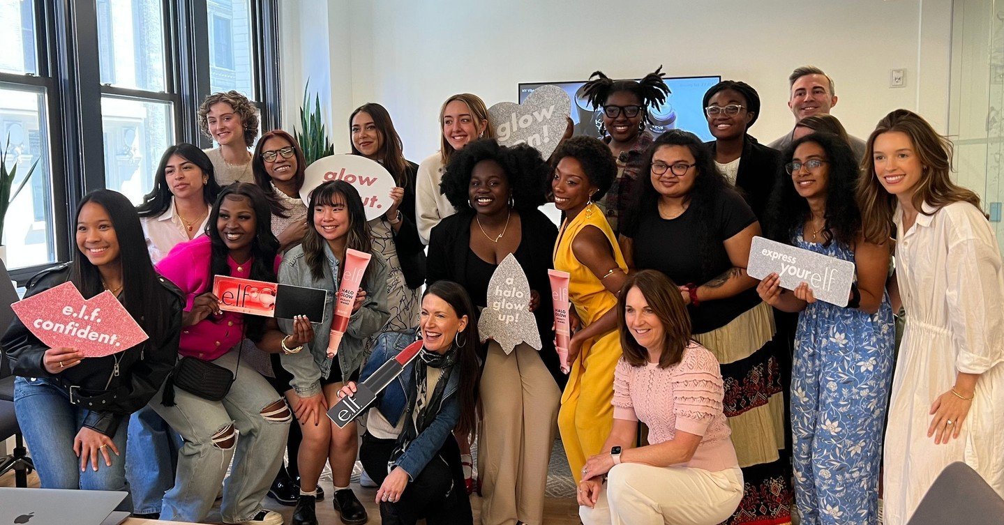 On Friday, @elfcosmetics hosted the 2024 Her Campus e.l.f.ing Amazing 22 Under 22 winners for an inspiring and empowering masterclass dedicated to honing the student winners' crafts around brand, creativity, relationship-building, and community for a